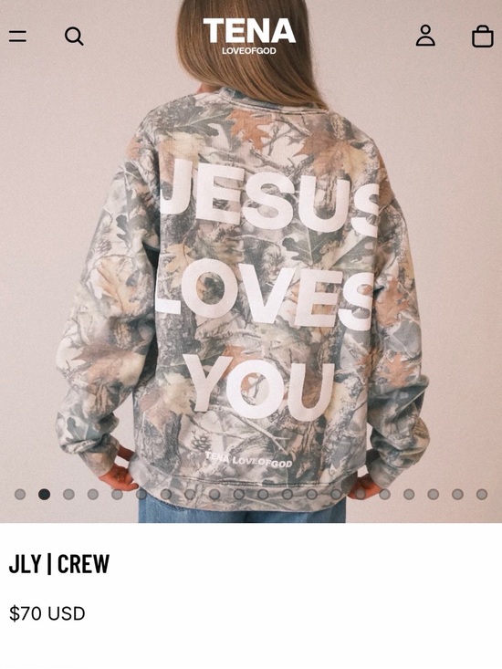 Sweaters - TENA LoveOfGod "JESUS LOVES YOU" Camouflage Crewnecku